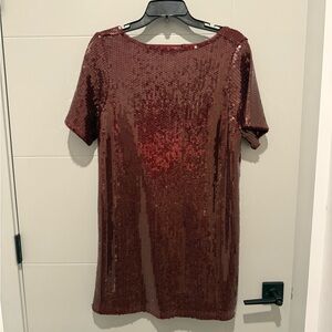 Women’s Sequin Tee Mini Shift Dress Burgundy Abercrombie